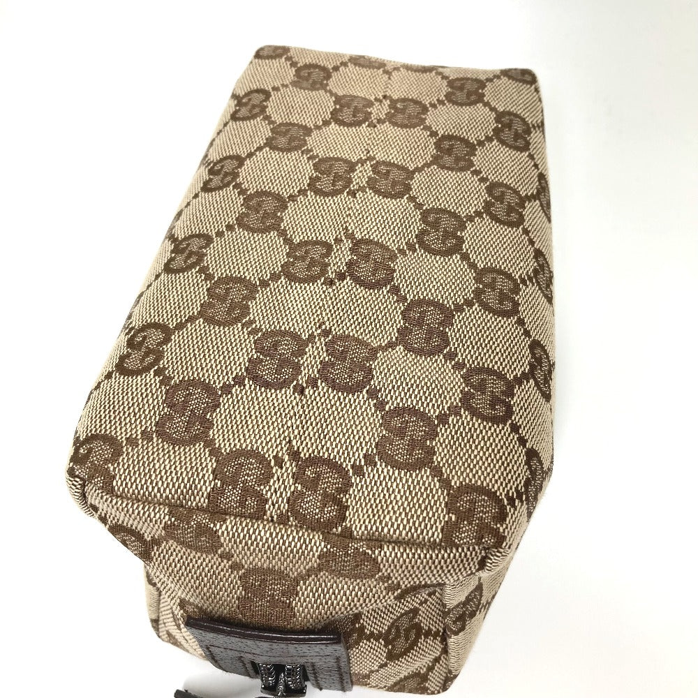 GUCCI Pouch 29595 GG canvas / leather Beige x dark brown GG Women Used
