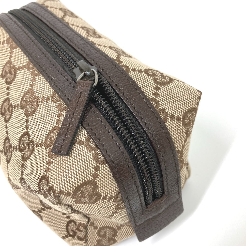 GUCCI Pouch 29595 GG canvas / leather Beige x dark brown GG Women Used