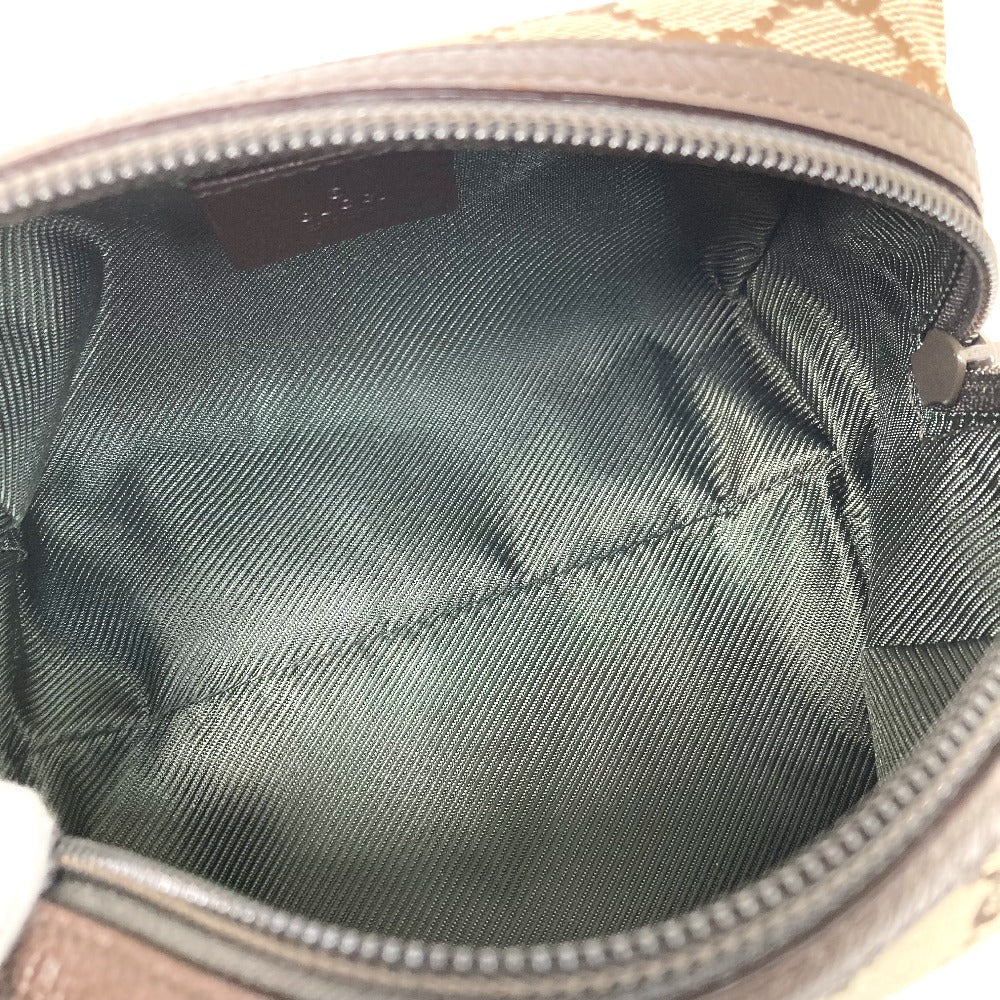 GUCCI Pouch 29595 GG canvas / leather Beige x dark brown GG Women Used