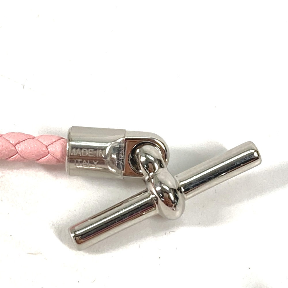 HERMES bracelet leather pink Braid Grenan Women Used