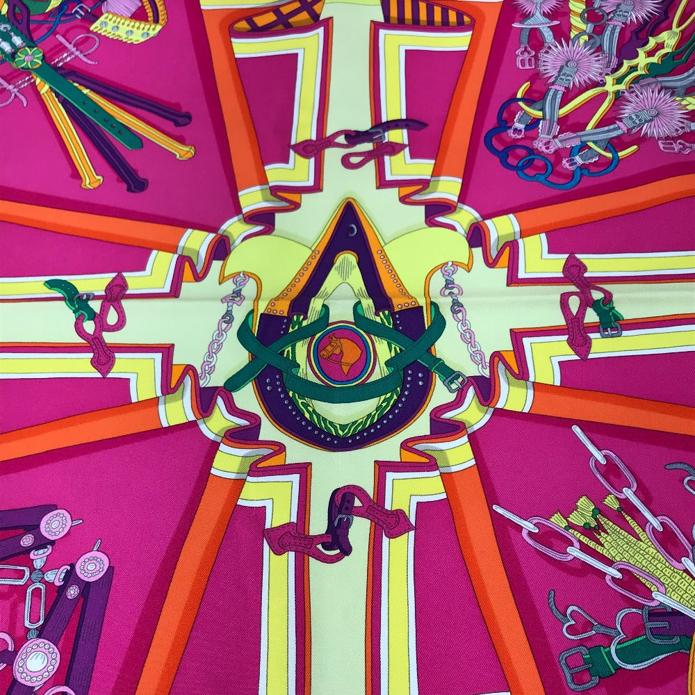 HERMES scarf silk Orange BOUQUETS SELLIER Women Used