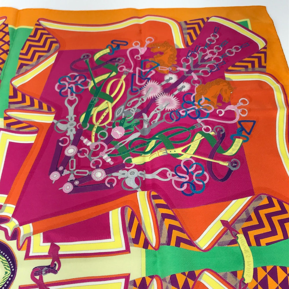 HERMES scarf silk Orange BOUQUETS SELLIER Women Used