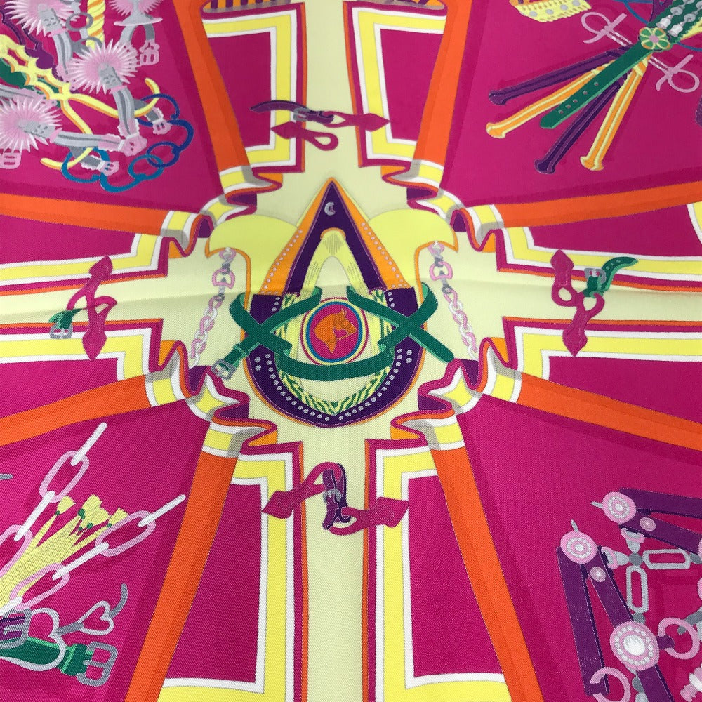 HERMES scarf silk Orange BOUQUETS SELLIER Women Used