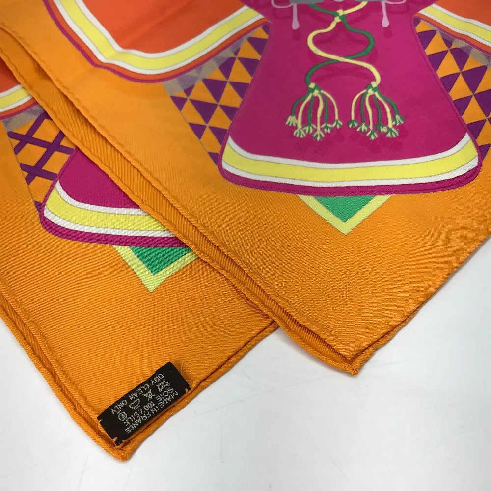 HERMES scarf silk Orange BOUQUETS SELLIER Women Used