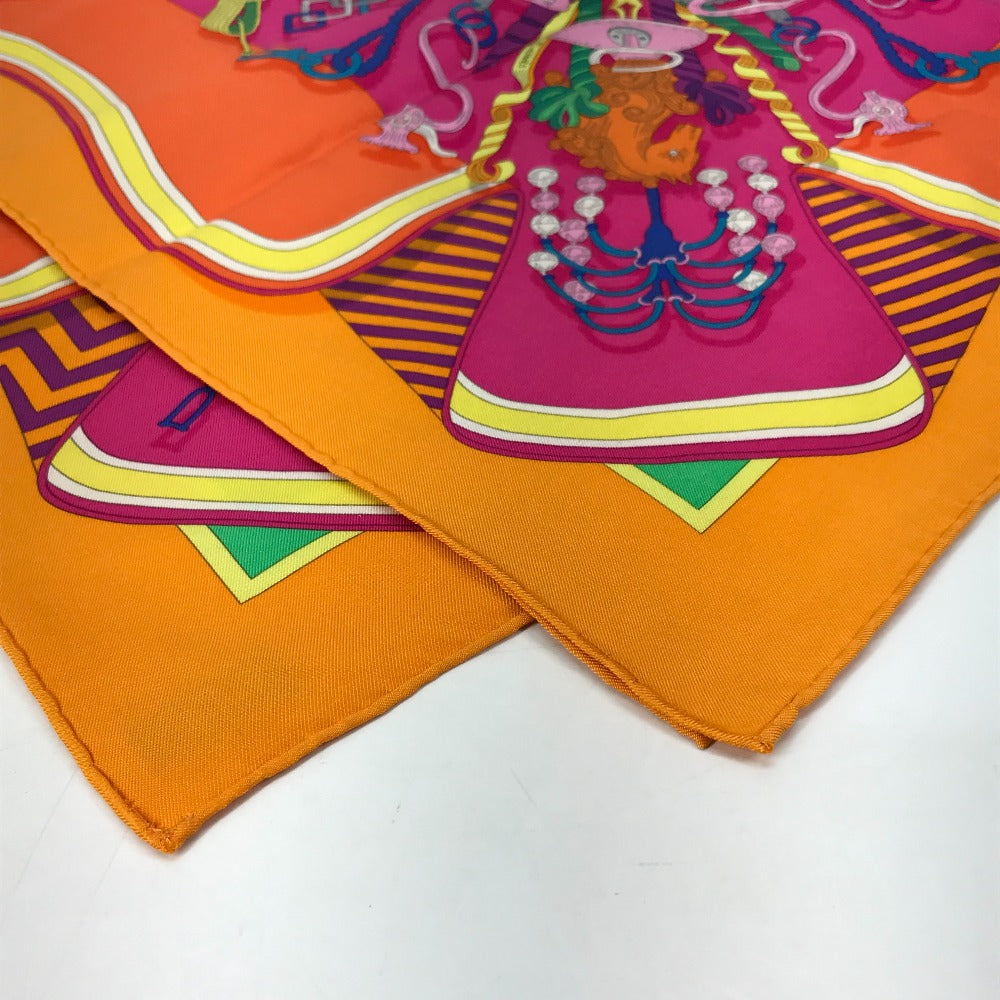 HERMES scarf silk Orange BOUQUETS SELLIER Women Used