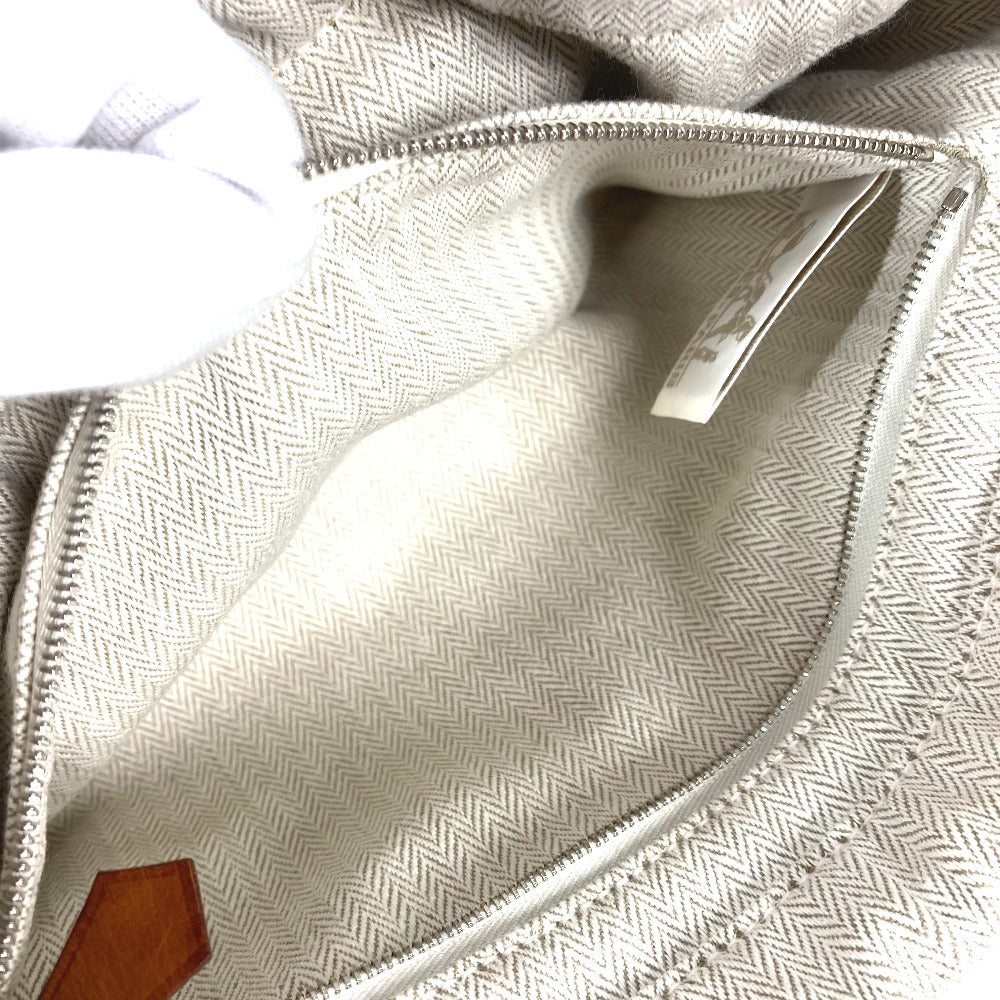 HERMES Pouch Toile Chevron Vaubarenia beige Foolby 25 Women Used