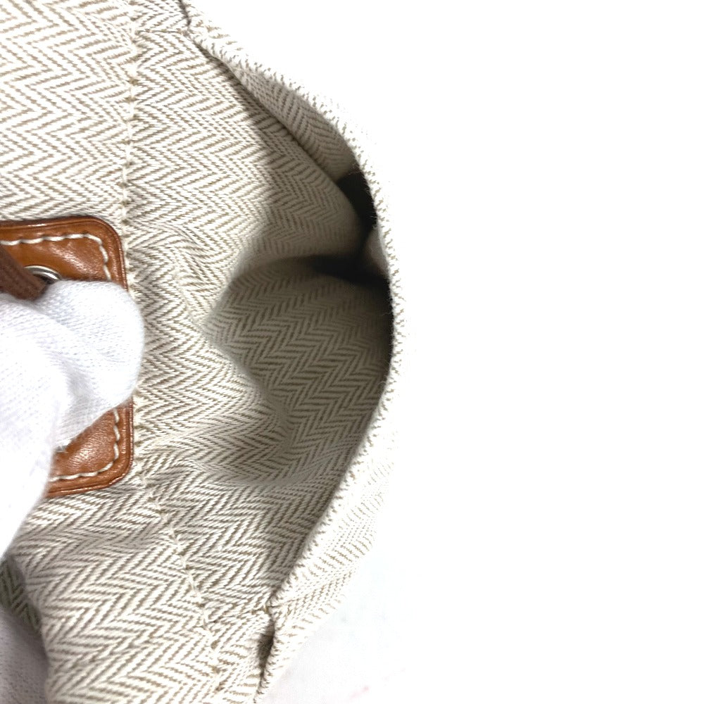 HERMES Pouch Toile Chevron Vaubarenia beige Foolby 25 Women Used
