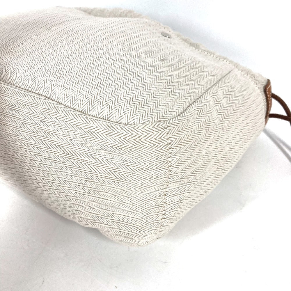 HERMES Pouch Toile Chevron Vaubarenia beige Foolby 25 Women Used