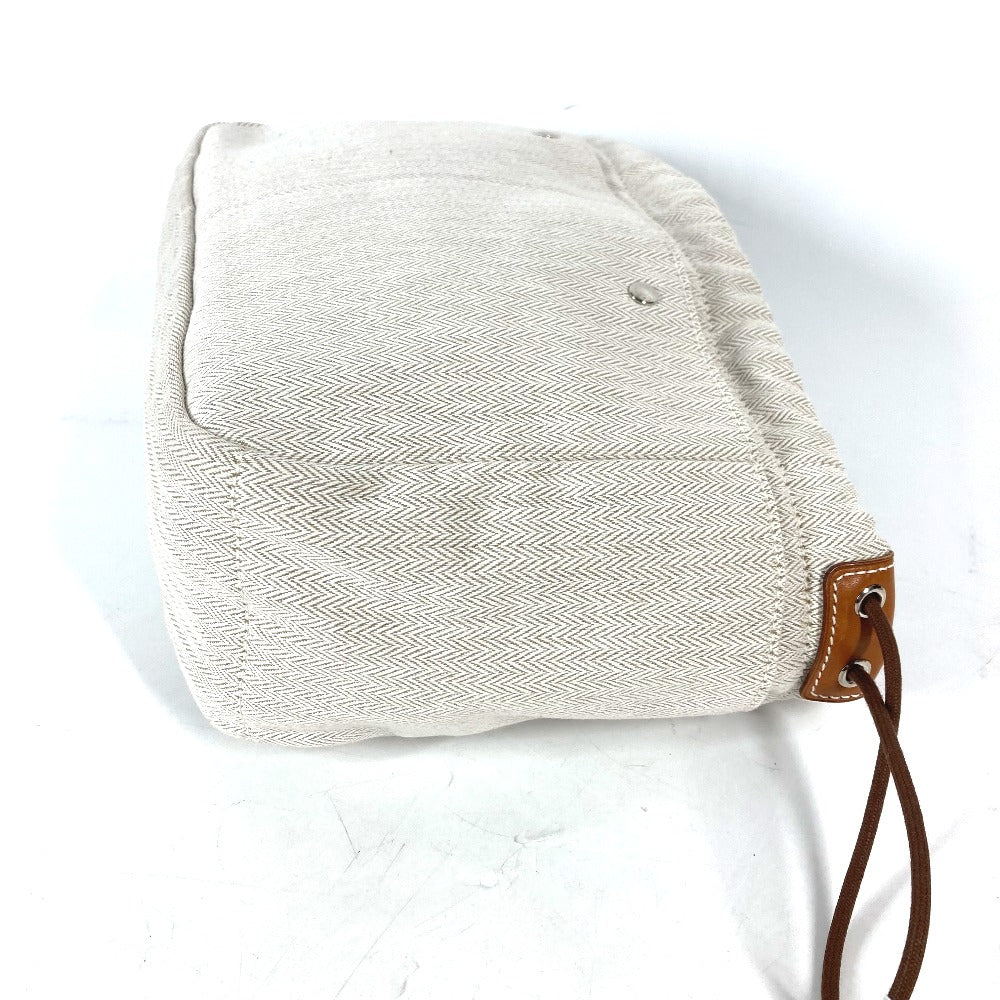 HERMES Pouch Toile Chevron Vaubarenia beige Foolby 25 Women Used
