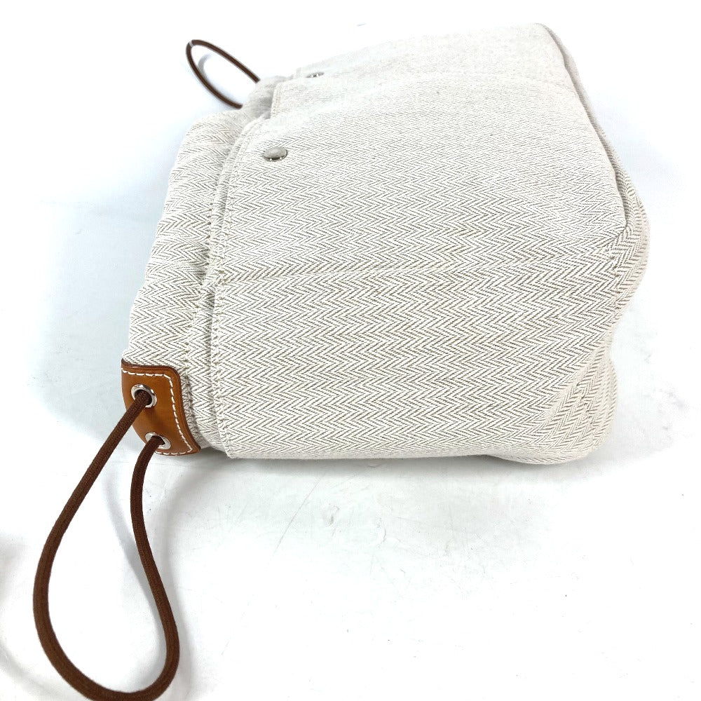 HERMES Pouch Toile Chevron Vaubarenia beige Foolby 25 Women Used