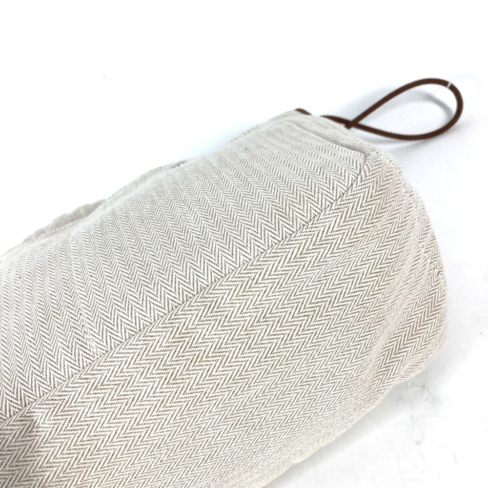 HERMES Pouch Toile Chevron Vaubarenia beige Foolby 25 Women Used