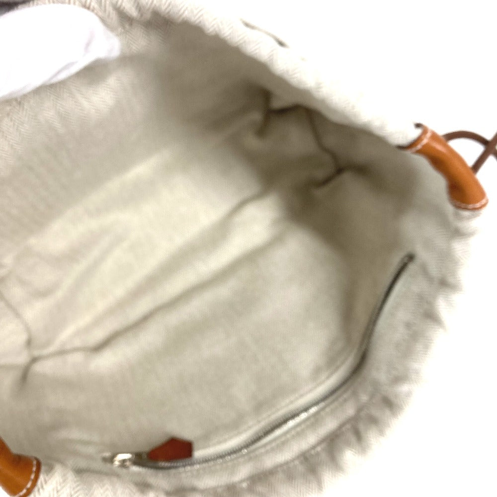 HERMES Pouch Toile Chevron Vaubarenia beige Foolby 25 Women Used