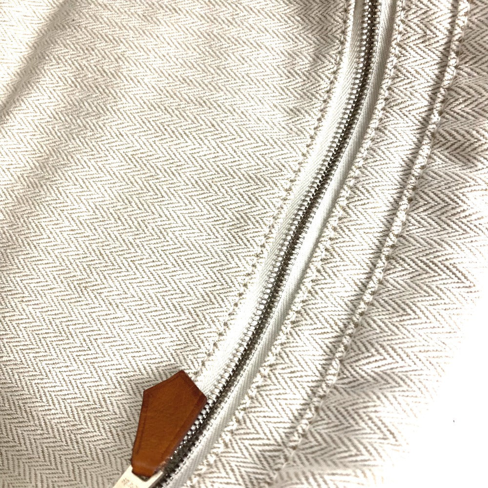 HERMES Pouch Toile Chevron Vaubarenia beige Foolby 25 Women Used
