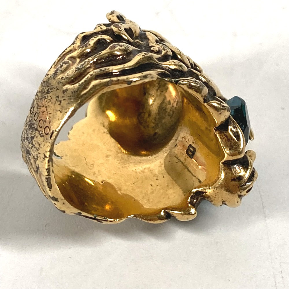 GUCCI Ring 402763 metal gold Lion Animal Lion with Stone Women 19 Used