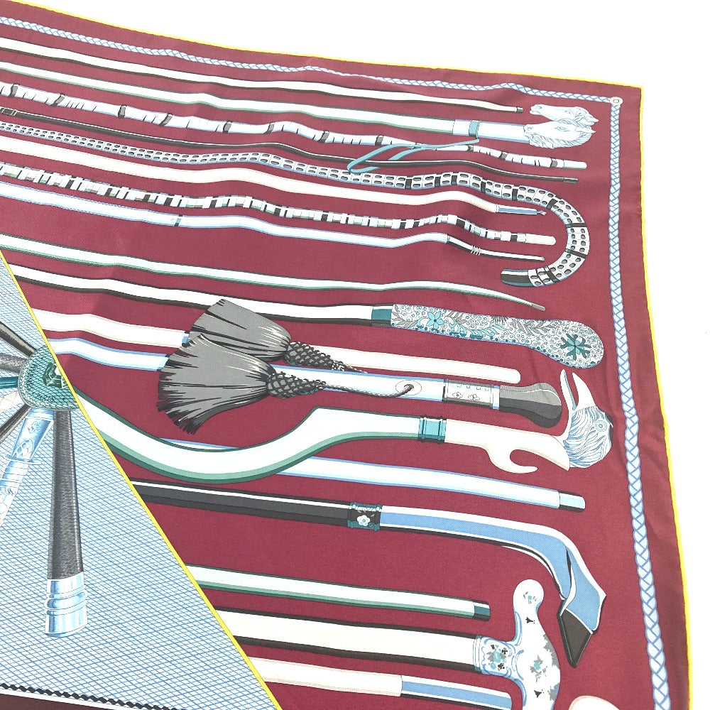 HERMES scarf silk Brown Carre90 Cannes et Cannes Walking Sticks Walking Sticks Women Used