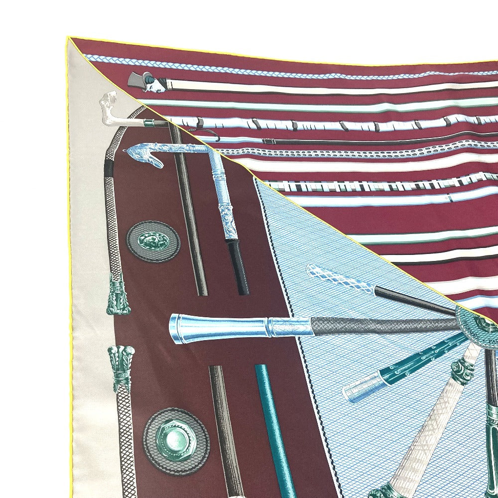HERMES scarf silk Brown Carre90 Cannes et Cannes Walking Sticks Walking Sticks Women Used