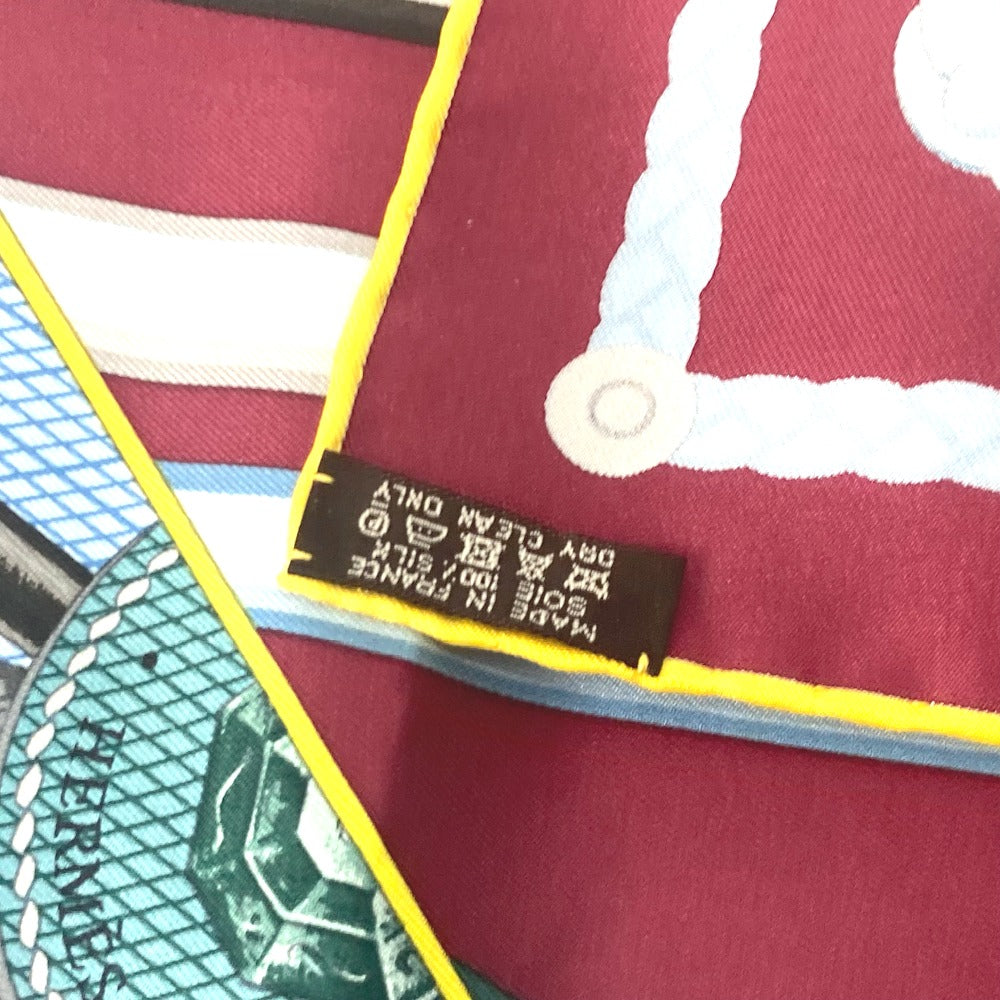 HERMES scarf silk Brown Carre90 Cannes et Cannes Walking Sticks Walking Sticks Women Used