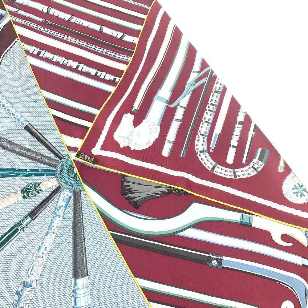 HERMES scarf silk Brown Carre90 Cannes et Cannes Walking Sticks Walking Sticks Women Used