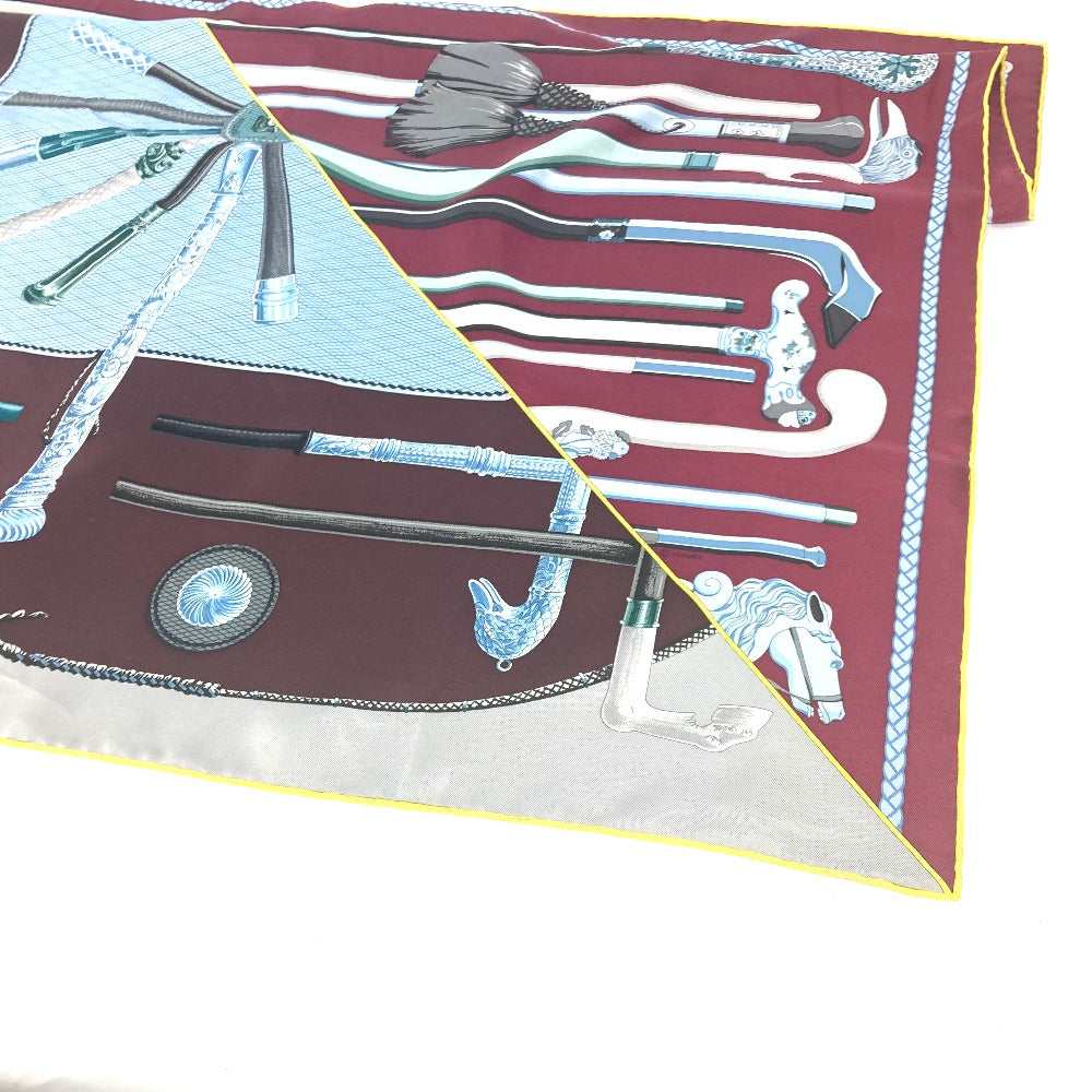 HERMES scarf silk Brown Carre90 Cannes et Cannes Walking Sticks Walking Sticks Women Used