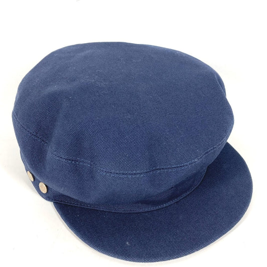 HERMES cap cotton Navy hat Kabul Serie Button Women 57 Used