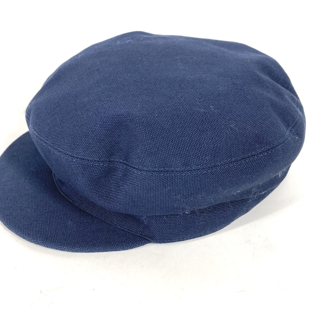 HERMES cap cotton Navy hat Kabul Serie Button Women 57 Used