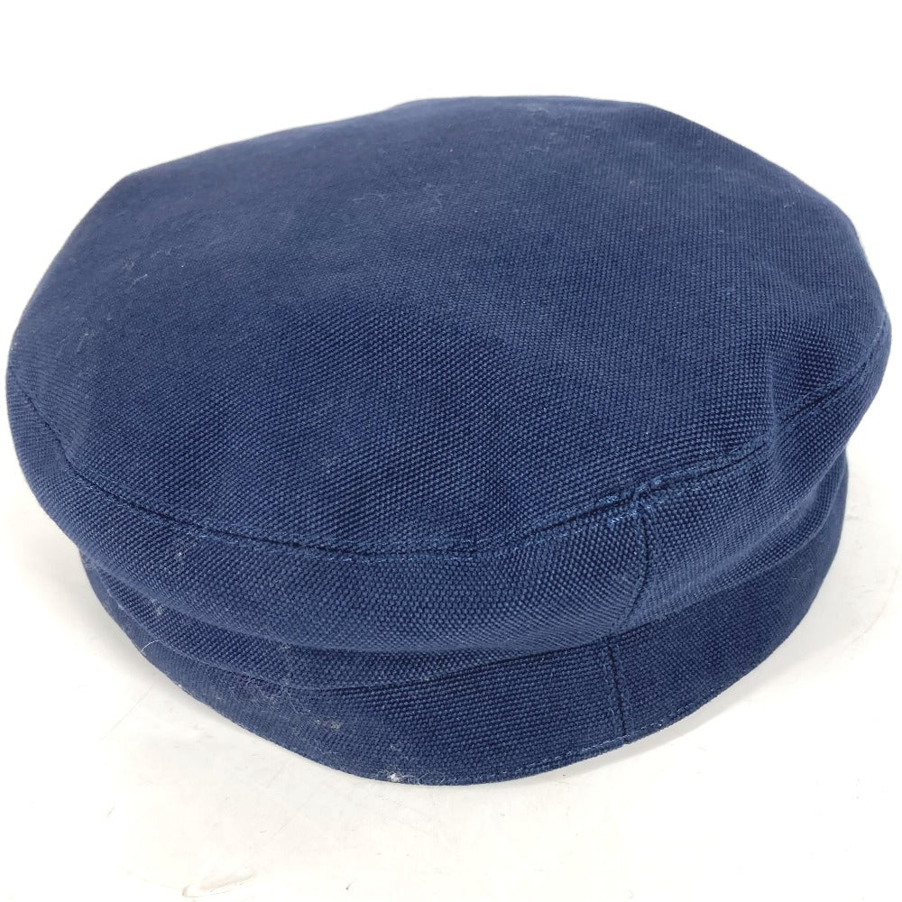 HERMES cap cotton Navy hat Kabul Serie Button Women 57 Used