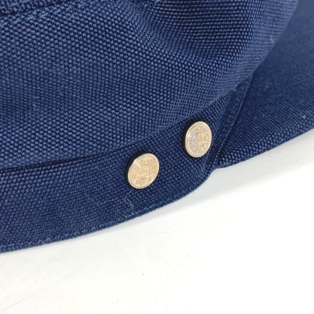HERMES cap cotton Navy hat Kabul Serie Button Women 57 Used