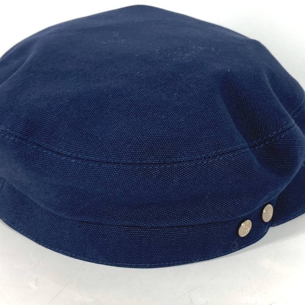 HERMES cap cotton Navy hat Kabul Serie Button Women 57 Used
