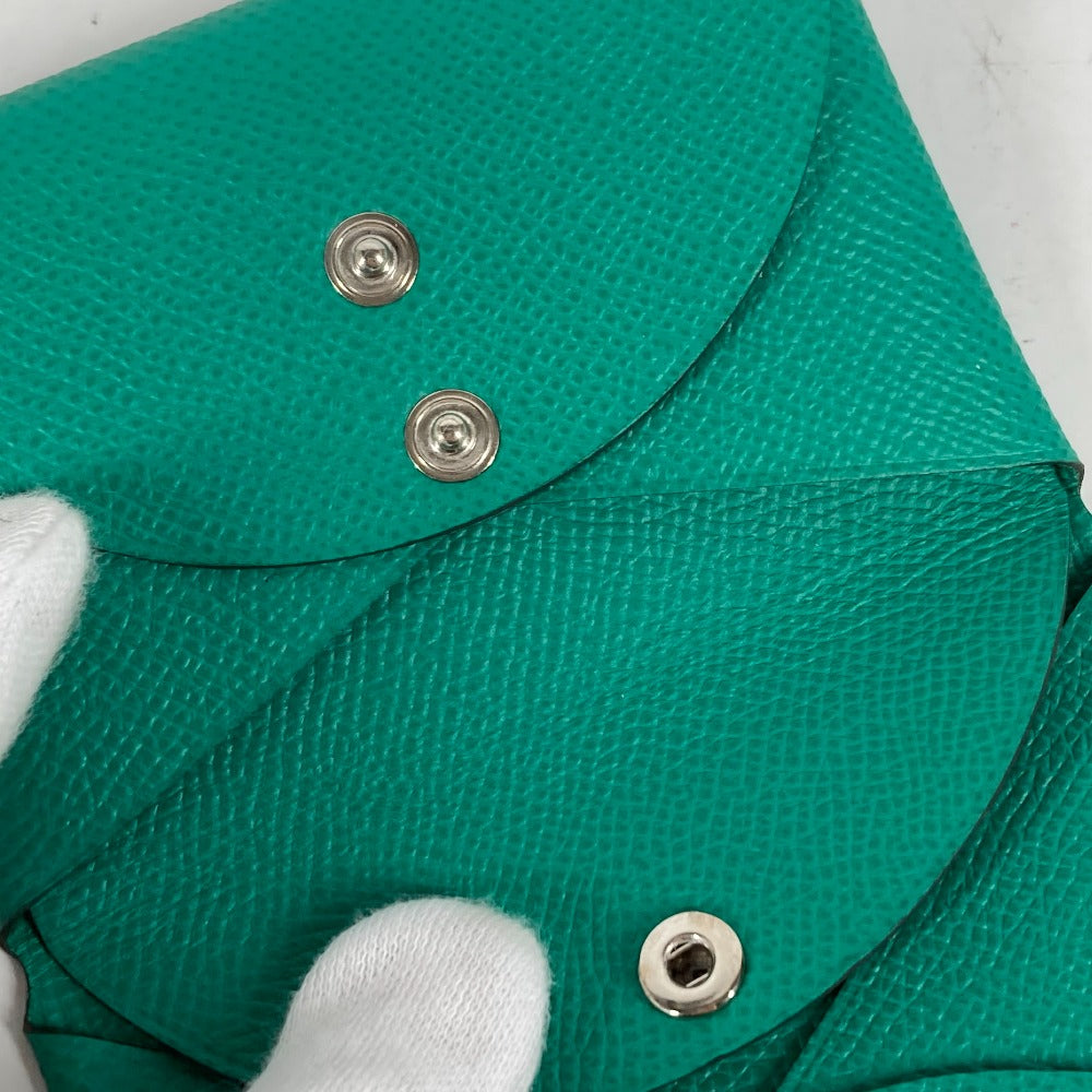 HERMES Coin case Epsom green Coin Pocket Coin case Wallet Calvi duo Women Used