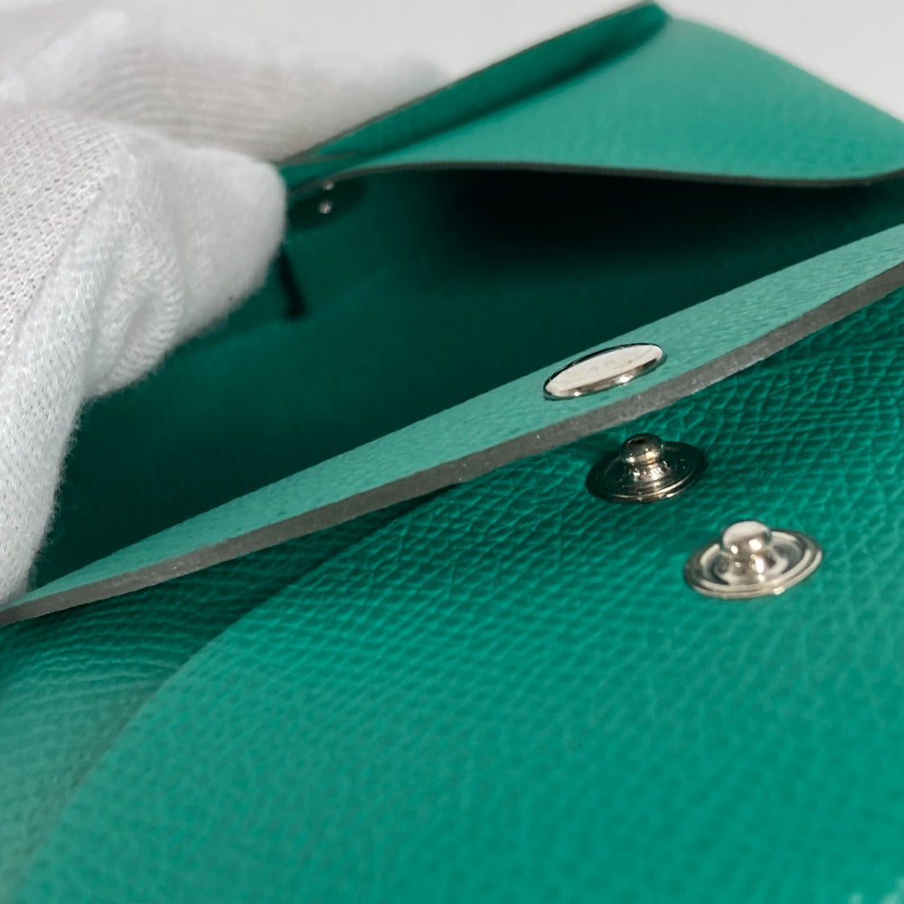 HERMES Coin case Epsom green Coin Pocket Coin case Wallet Calvi duo Women Used