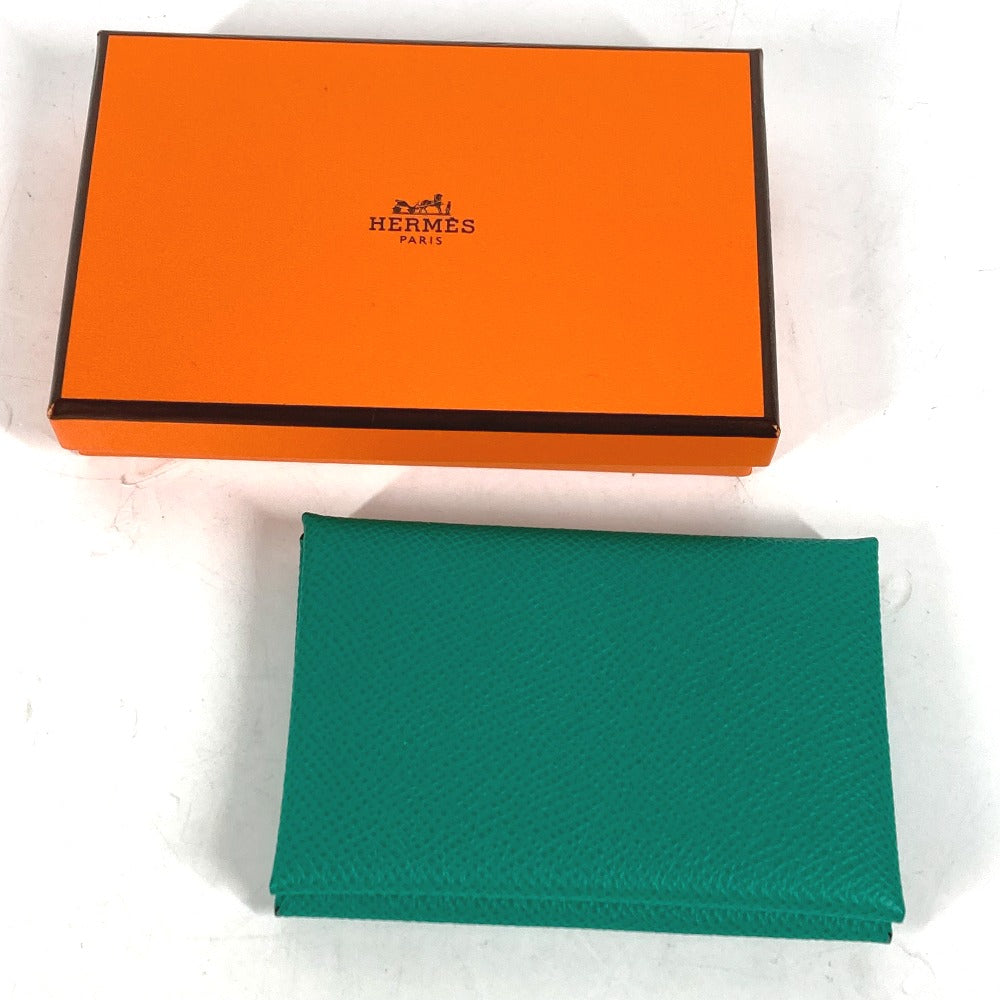 HERMES Coin case Epsom green Coin Pocket Coin case Wallet Calvi duo Women Used