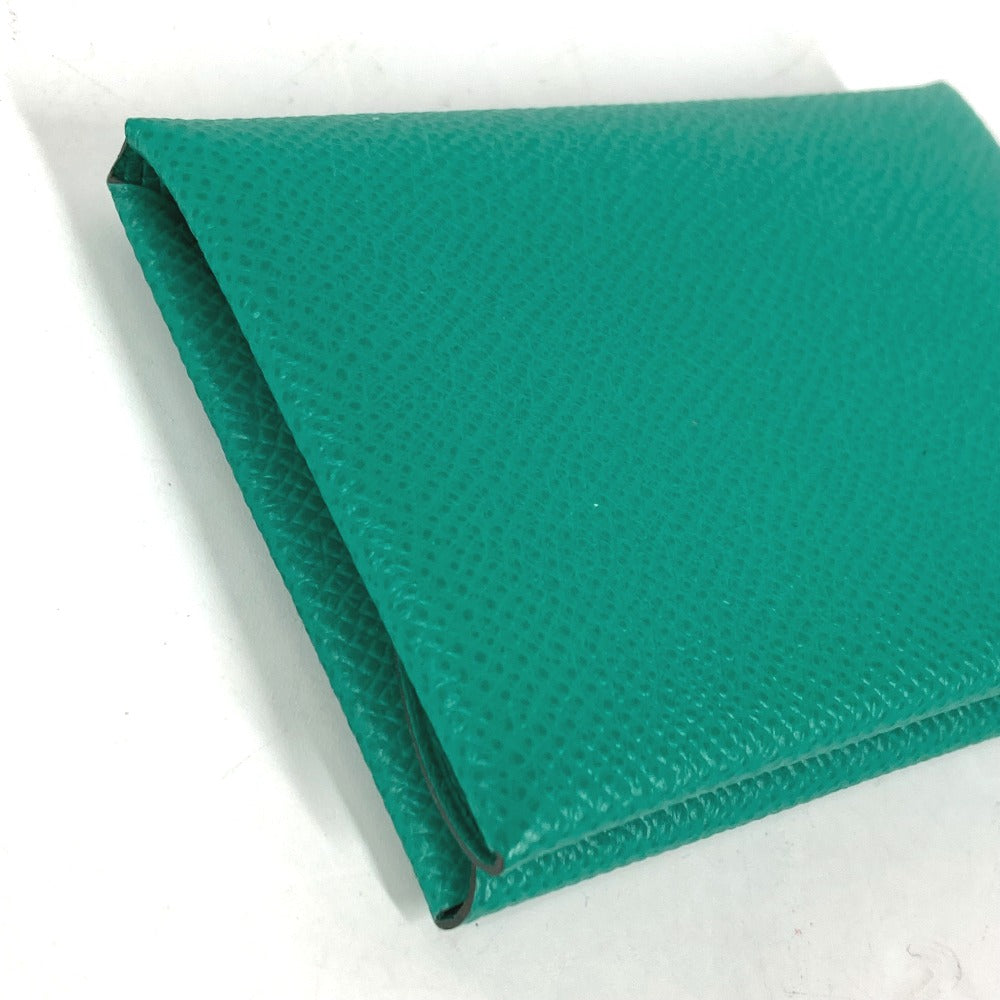HERMES Coin case Epsom green Coin Pocket Coin case Wallet Calvi duo Women Used