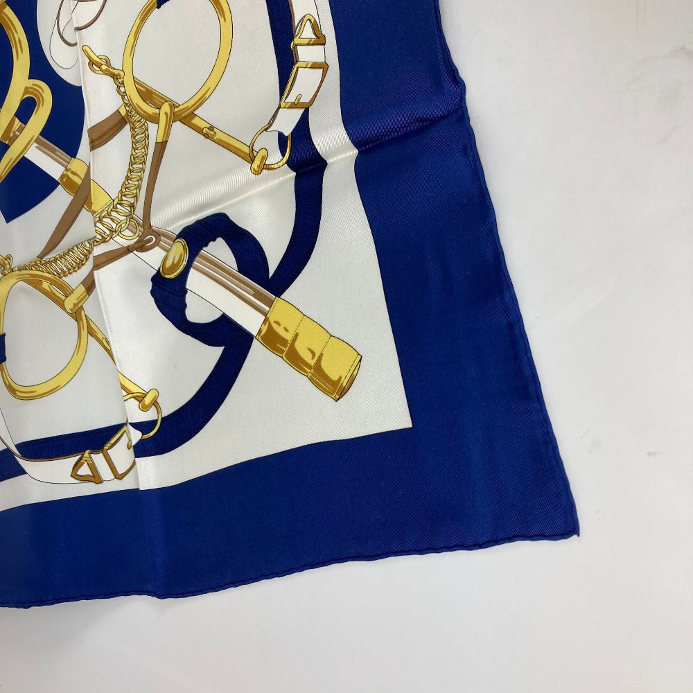 HERMES scarf silk blue Apron doll Carre90 Women Used