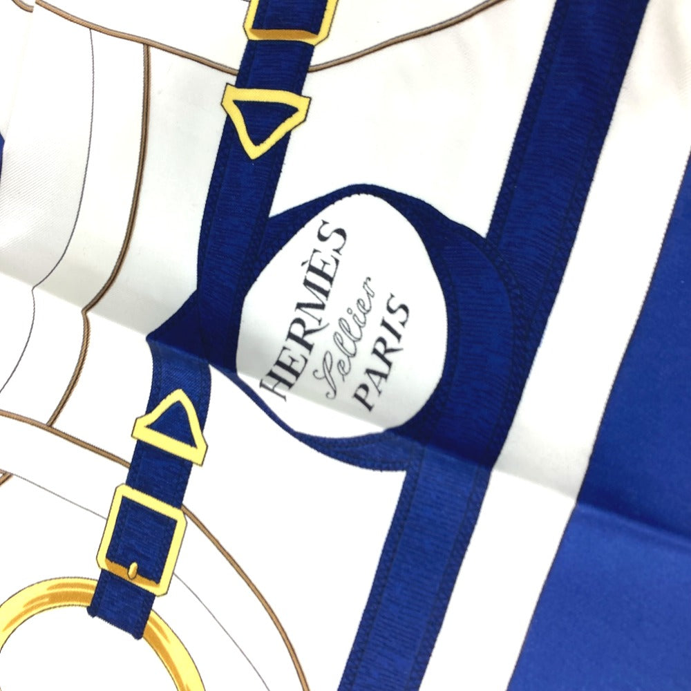 HERMES scarf silk blue Apron doll Carre90 Women Used