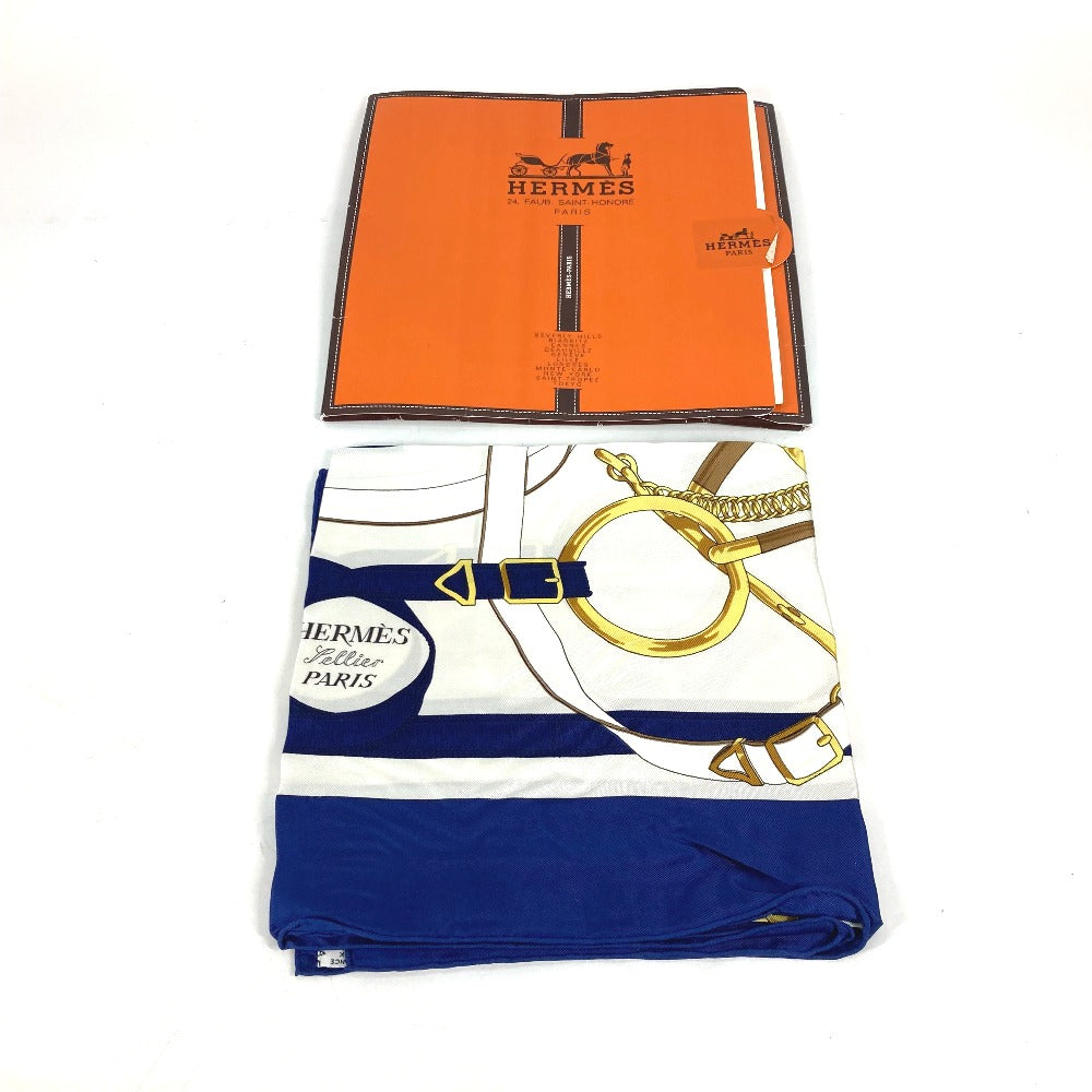 HERMES scarf silk blue Apron doll Carre90 Women Used
