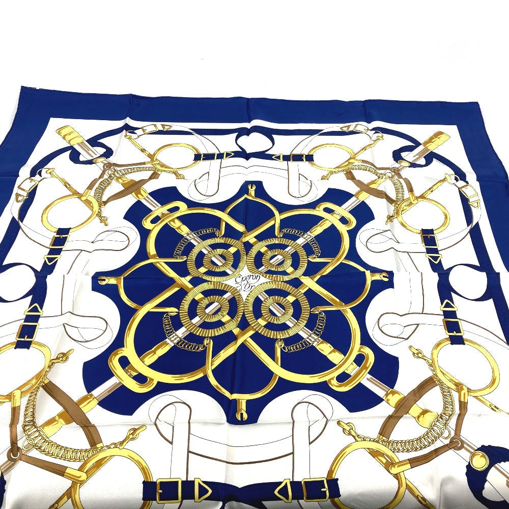 HERMES scarf silk blue Apron doll Carre90 Women Used