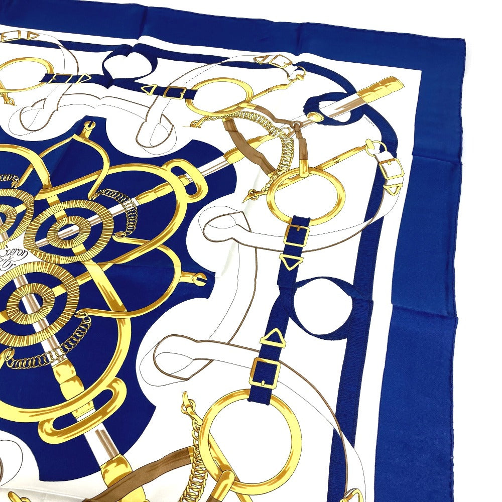 HERMES scarf silk blue Apron doll Carre90 Women Used