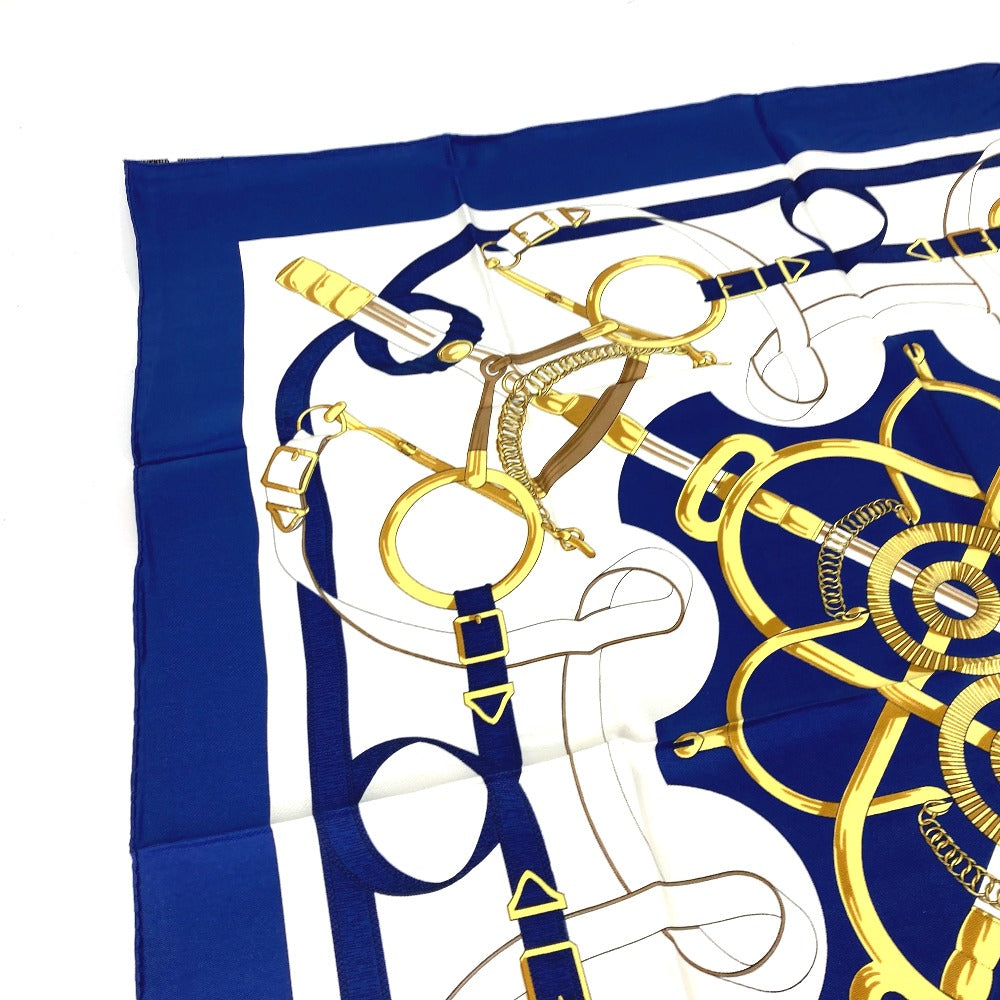 HERMES scarf silk blue Apron doll Carre90 Women Used