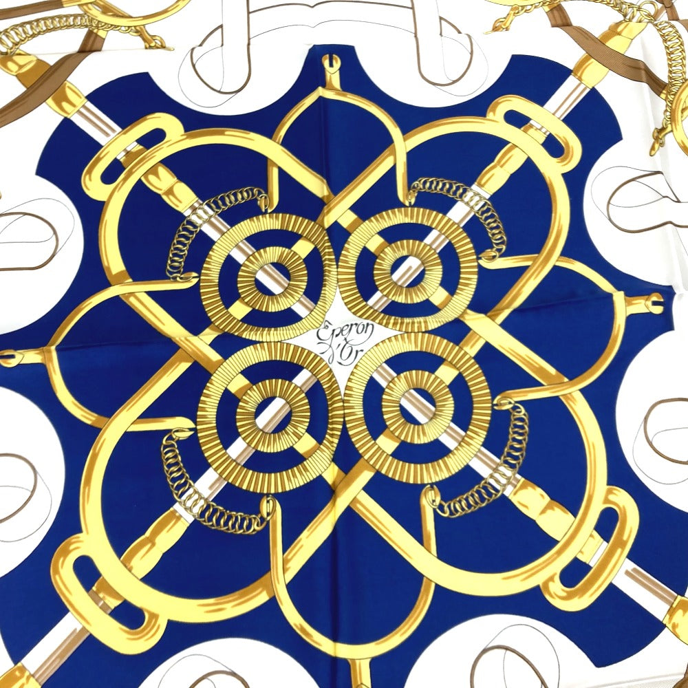 HERMES scarf silk blue Apron doll Carre90 Women Used