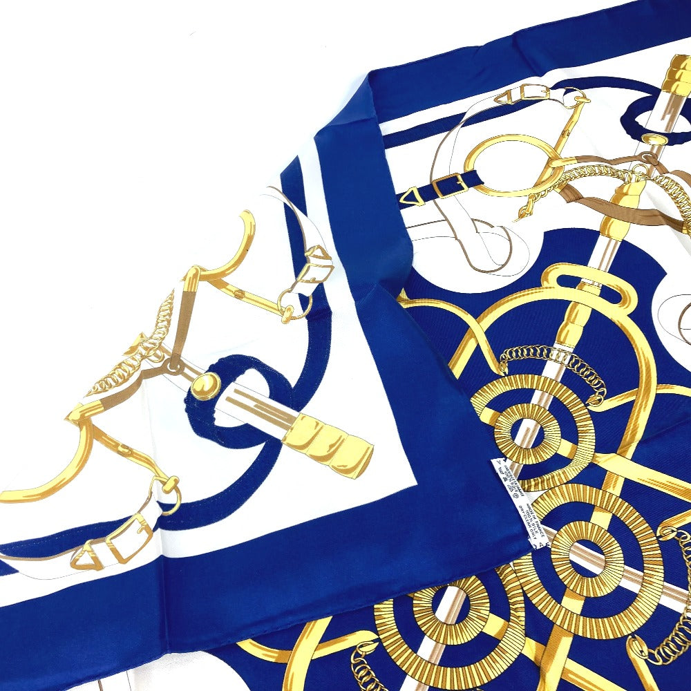 HERMES scarf silk blue Apron doll Carre90 Women Used