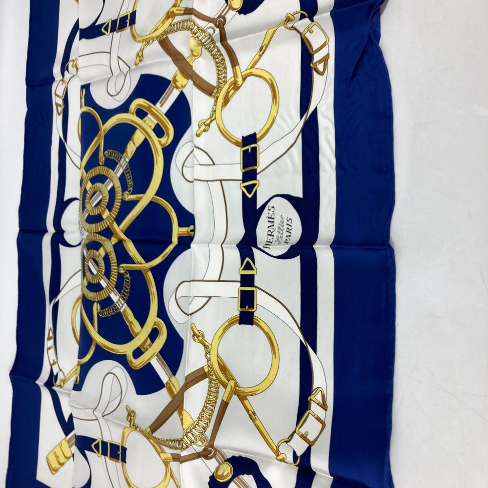 HERMES scarf silk blue Apron doll Carre90 Women Used