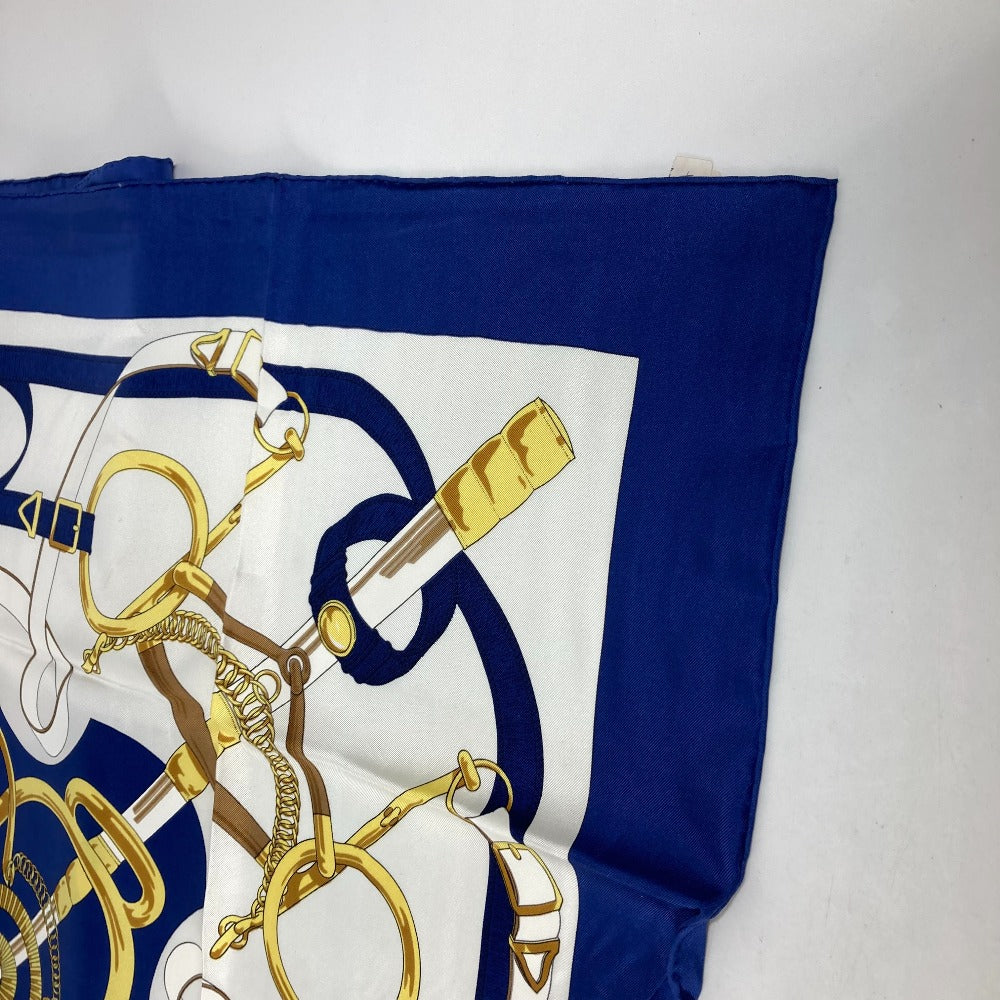 HERMES scarf silk blue Apron doll Carre90 Women Used