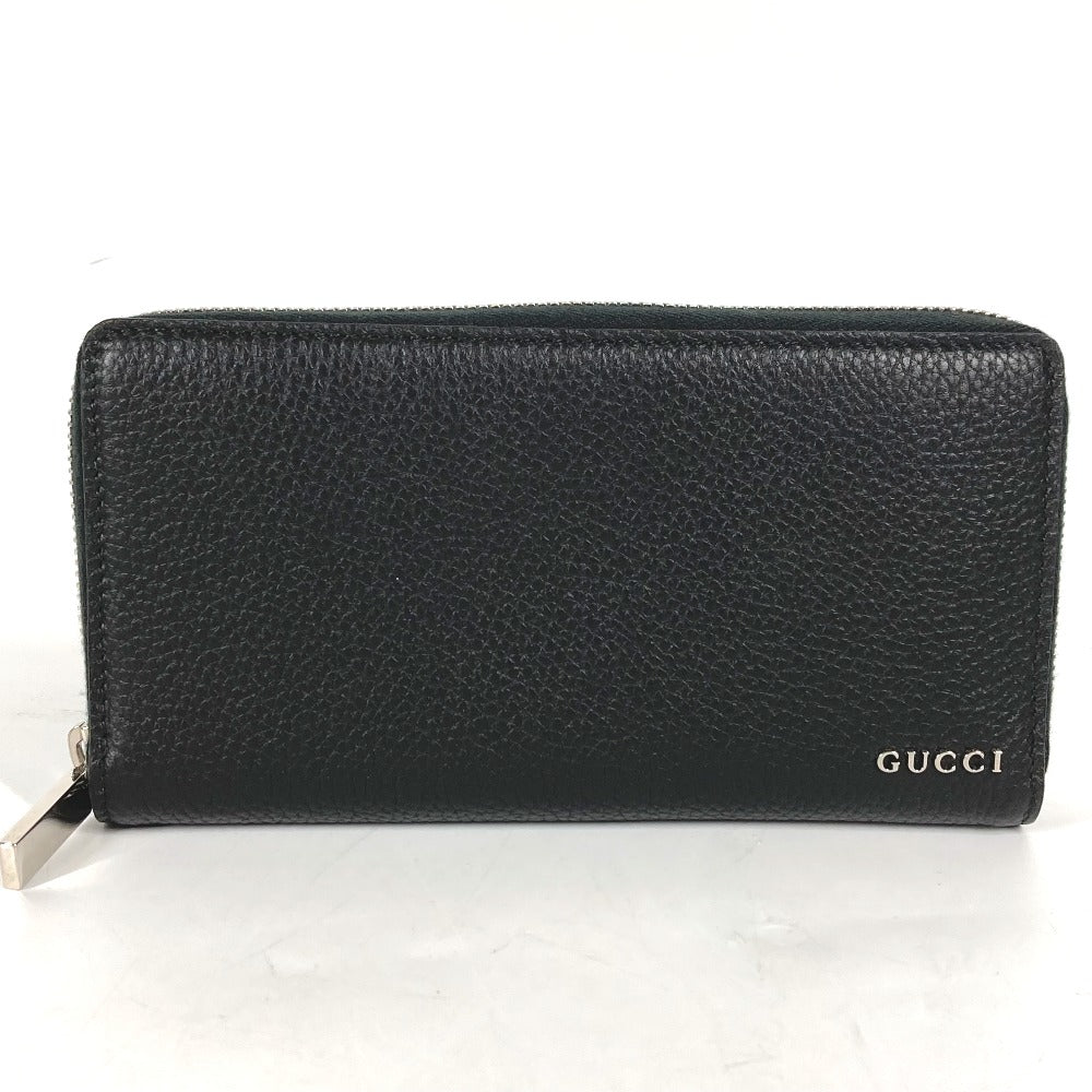 GUCCI Long Wallet Purse 771154 leather black Long wallet logo zip around wallet mens Used