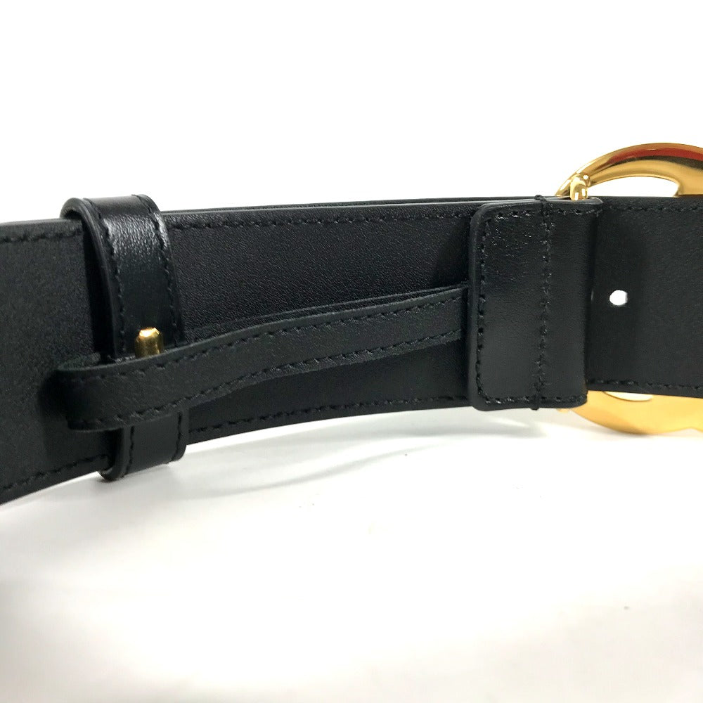 GUCCI belt 406831  leather Black x Gold GG Marmont Shiny buckle leather belt mens 80 Used