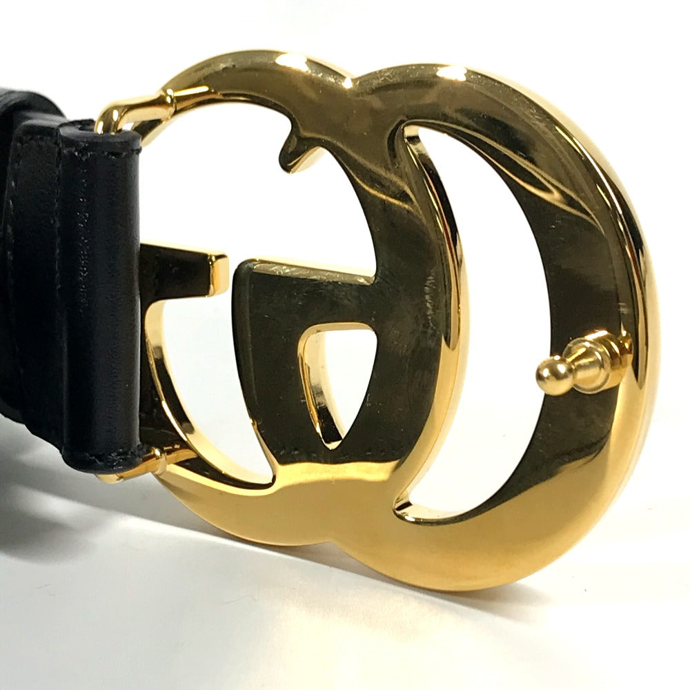 GUCCI belt 406831  leather Black x Gold GG Marmont Shiny buckle leather belt mens 80 Used