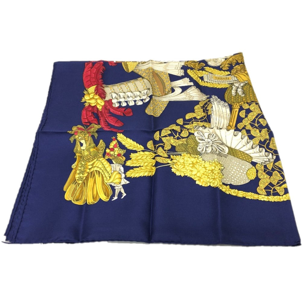 HERMES scarf silk blue Carre 90 Women Used