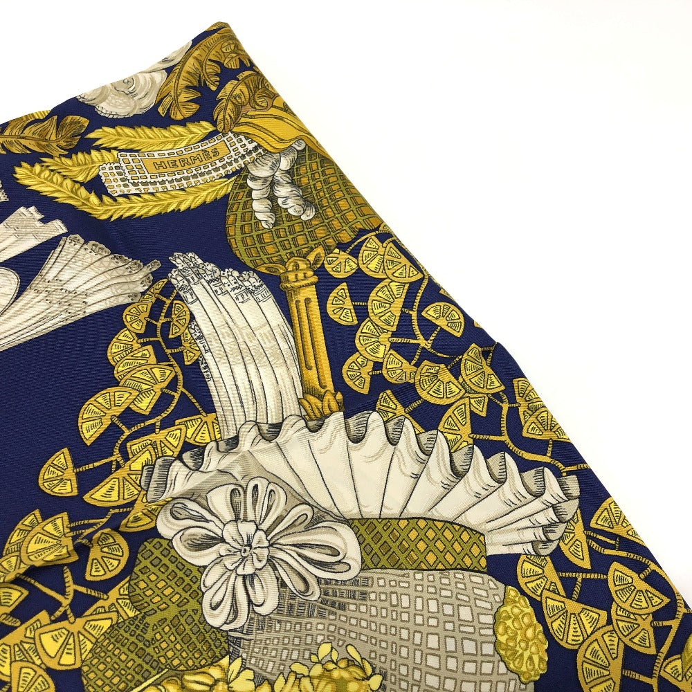 HERMES scarf silk blue Carre 90 Women Used