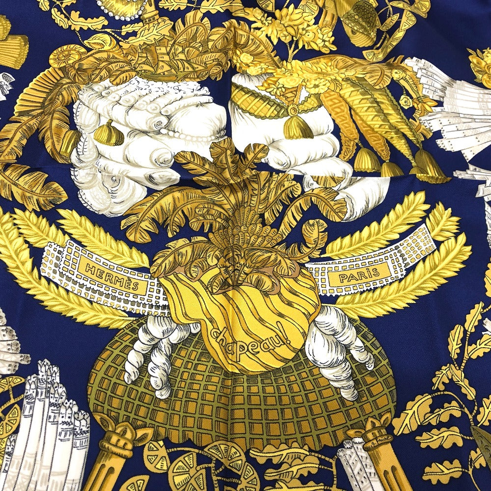 HERMES scarf silk blue Carre 90 Women Used