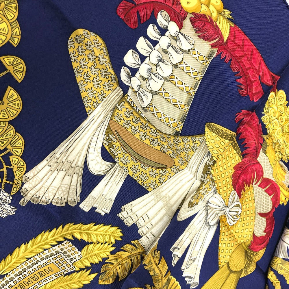 HERMES scarf silk blue Carre 90 Women Used