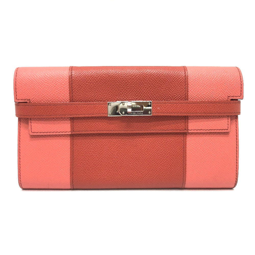 HERMES Long Wallet Purse Epsom pink Long wallet Kelly Wallet Flag